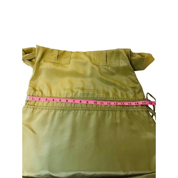 Rory Beca Military Green Silk Flowy Shorts Romper Drawstring Waist Designer XS - Picture 11 of 11